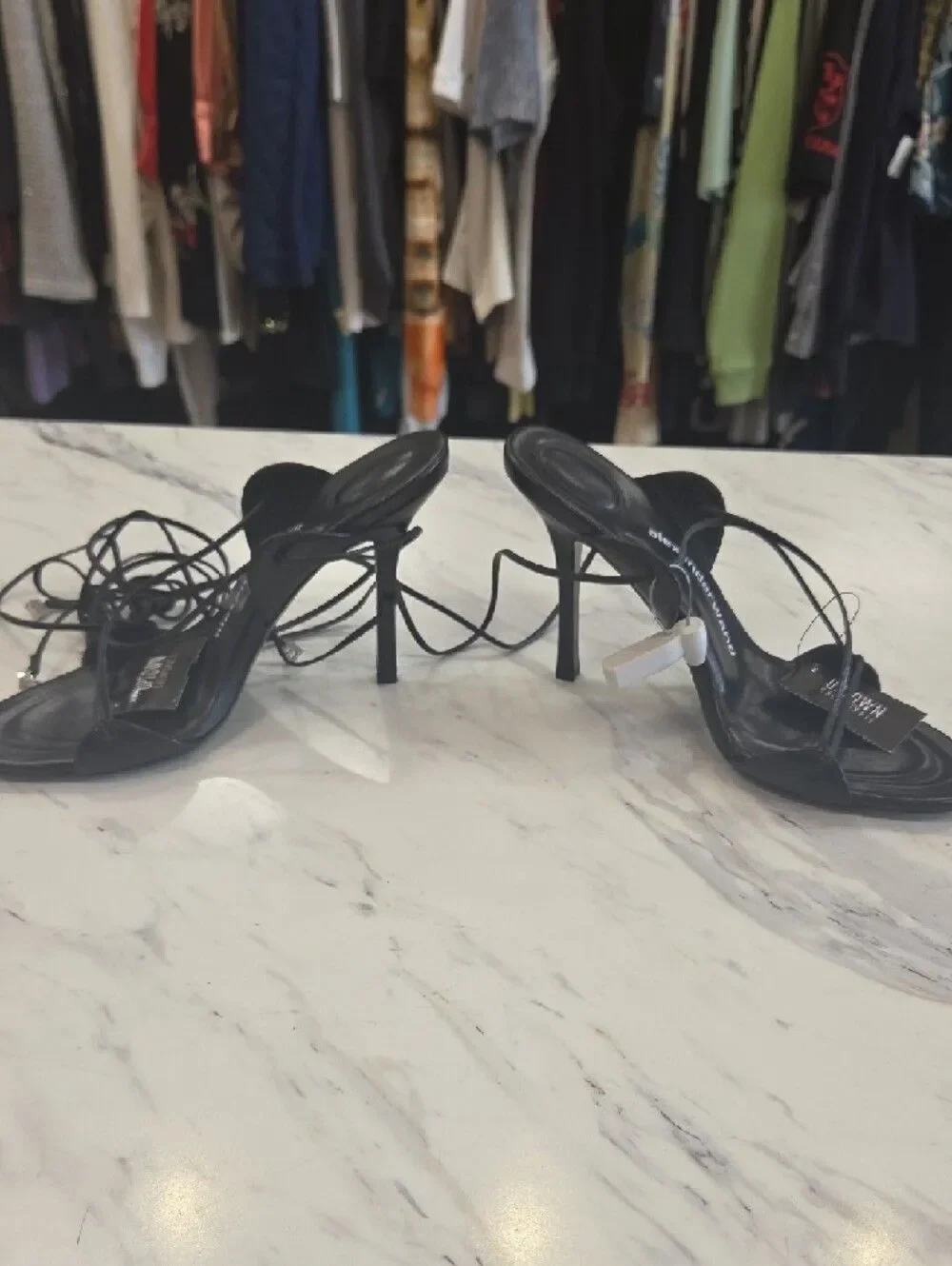 Alexander Wang Black Lace-Up Stiletto Sandals